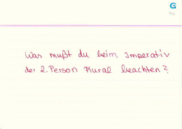 Was musst du beim Imperativ der 2. Person Plural beachten?