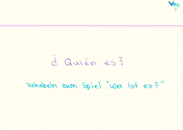 Vokalbeln zum Spiel "Wer ist es?"