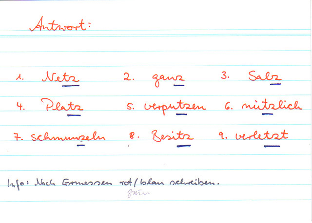 Entscheide dich: z oder tz?