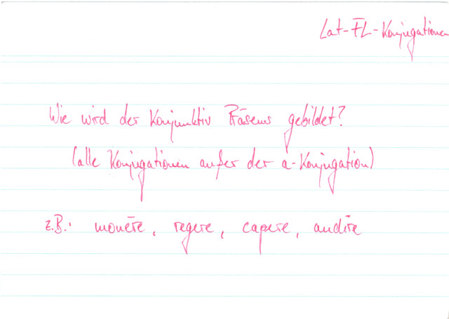 Wie wird der Konjunktiv Präsens gebildet? (alle außer a-Konjugation)