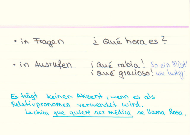 Wann trägt "qué" einen Akzent?