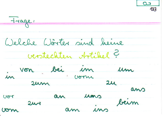 Welche Wörter sind keine versteckten Artikel?