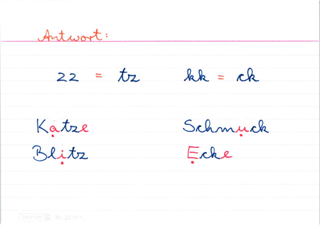 z und k nach kurzem Buchstaben