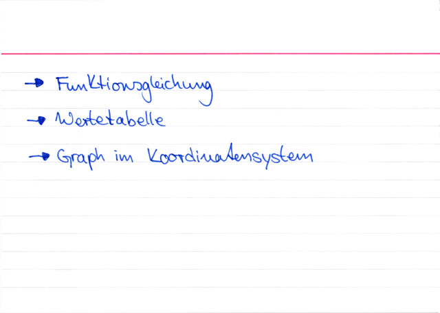 Nenne drei Möglichkeiten eine Funktion darzustellen!