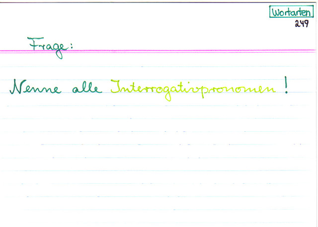 Nenne alle Interrogativpronomen!