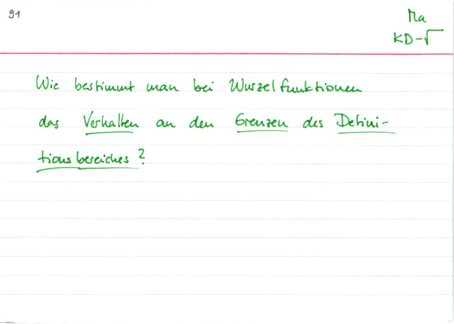 Verhalten an den Definitionsbereichsgrenzen von Wurzelfunktionen bestimmen