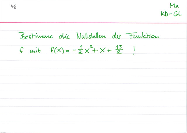 Nullstellenbestimmung mit p-q-Formel Beispiel