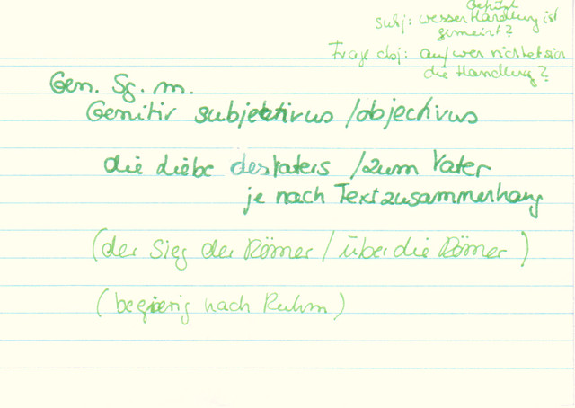 Bestimme das unterstrichene Wort, gib die Kasusfunktion an und übersetze!