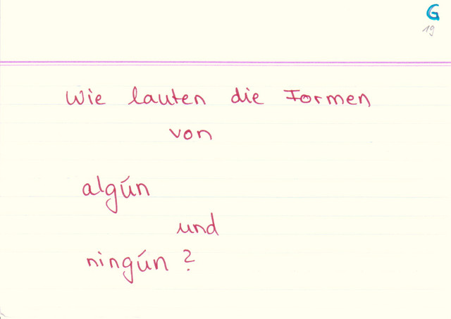 Wie lauten die Formen von "algún" und "ningún"?