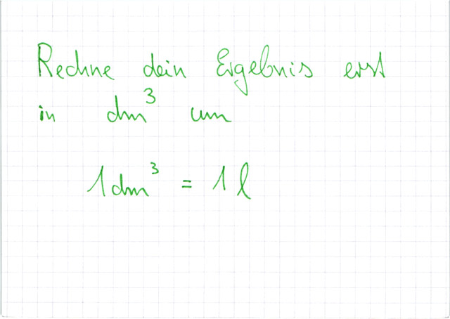 Volumeninhalte in Liter darstellen