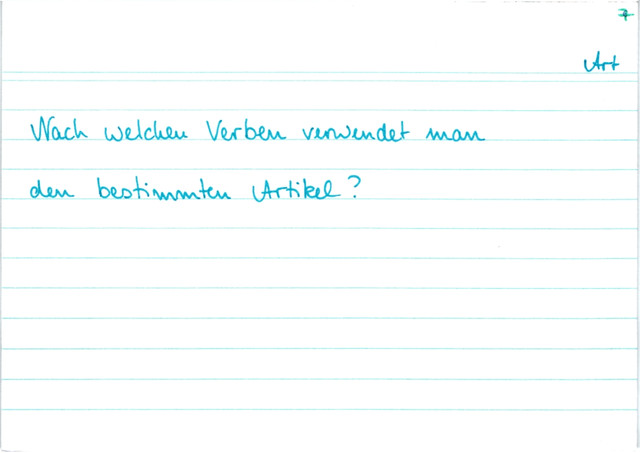 Verben und besimmter Artikel
