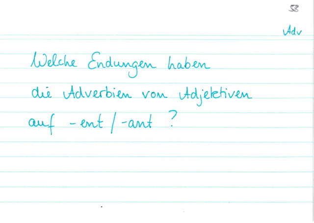 Endung Adverb auf -ent/-ant