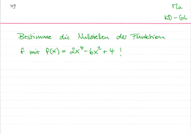 Nullstellenbestimmung durch Substittution Beispiel