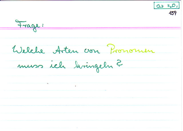 Welche Arten von Pronomen muss ich Kringeln?