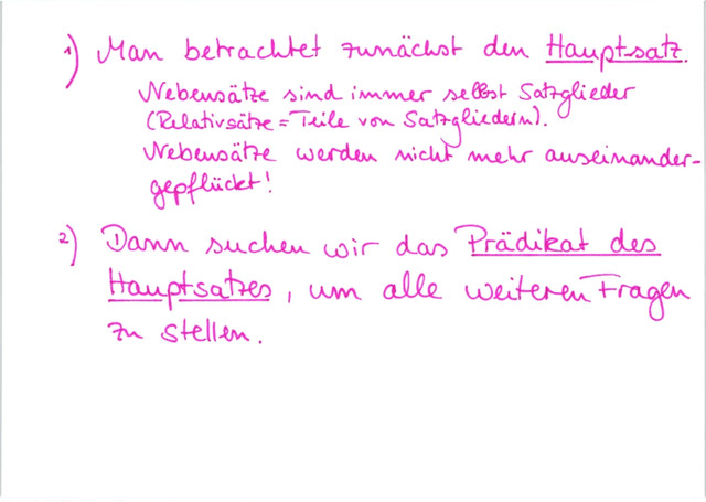 Reihenfolge bei der Satzgliedanalyse