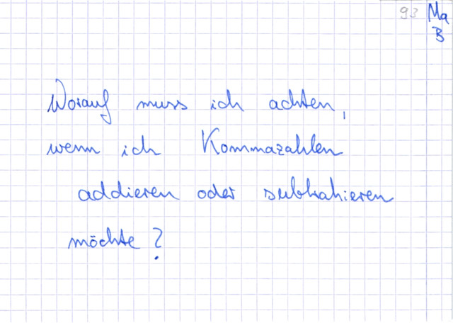 Dezimalbrüche addieren bzw. subtrahieren II