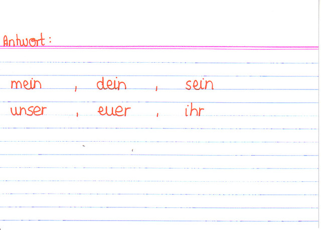 Nenne alle Possessivpronomen!