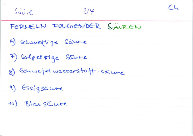 Säure Formeln