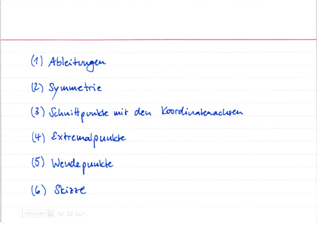 Übersicht Kurvendiskussion