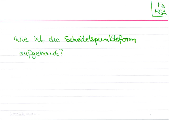 Wie ist die Scheitelpunktsform aufgebaut?