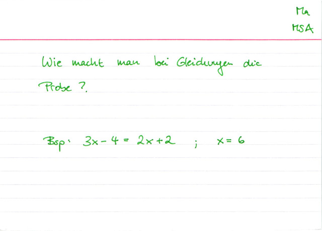 Probe bei Gleichungen