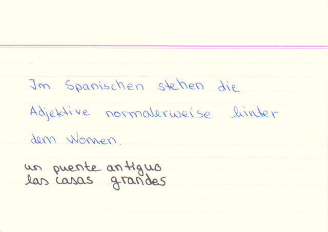 Wo im Satz stehen im Spanischen die Adjektive?