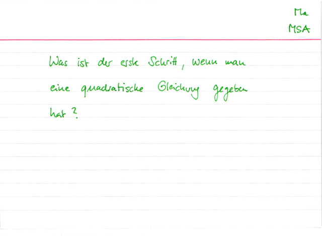 Erster Schritt zur Lösung einer quadratischen Gleichung