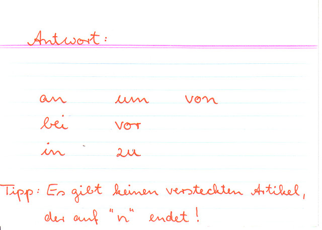 Welche Wörter sind keine versteckten Artikel?
