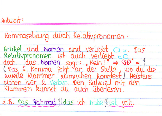 Welcher Kommaregel wird hier erklärt?