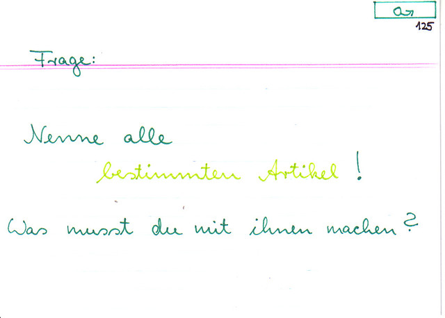 Nenne alle bestimmten Artikel!