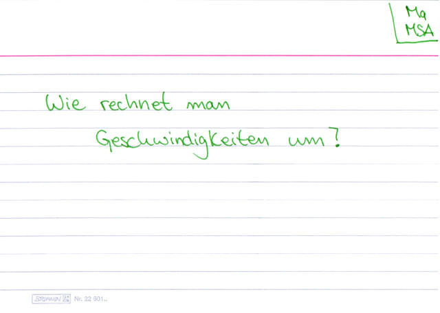 Wie rechnet man Geschwindigkeiten um?