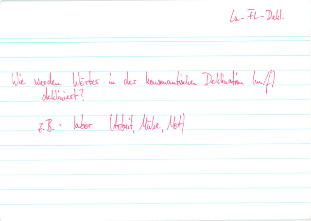 Wie werden Wörter in der konsonantischen Deklination (m/f) dekliniert?