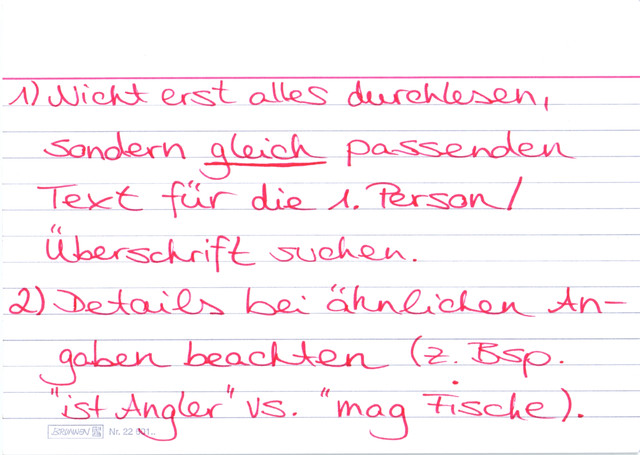 Matching: wie gehst du an die Aufgabe ran?