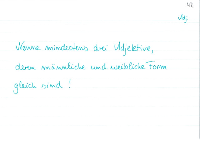 Adjektive männlich/weiblich gleich