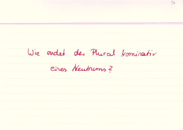 Wie endet der Plural Nominativ eines Neutrums?