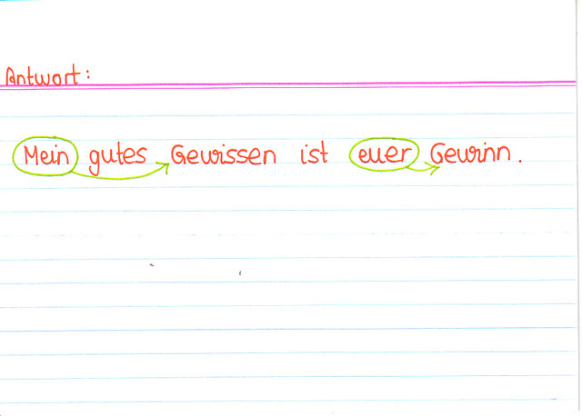 Überlege dir einen Satz mit zwei Possessivpronomen!