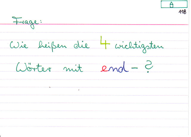 Wichtige Wörter mit end-