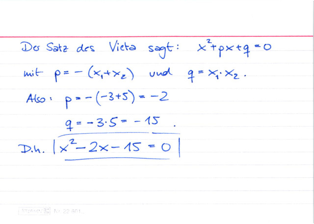 Übung: Satz des Vieta
