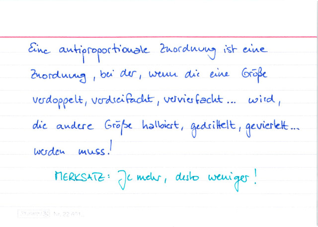 Was ist eine antiproportionale Zuordnung?