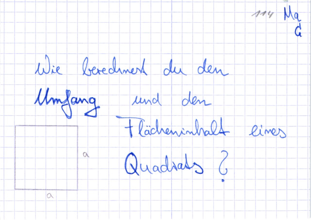 Umfang und Flächeninhalt eines Quadrats berechnen