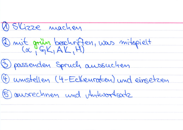 Wie löse ich eine Trigonometrieaufgabe in einem rechtwinkligen Dreieck?