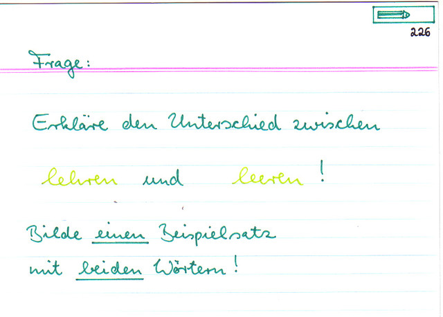 Erkläre den Unterschied zwischen lehren und leeren!