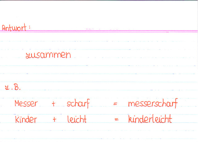 Wie schreibe ich Zusammensetzungen aus Nomen und Adjektiv?