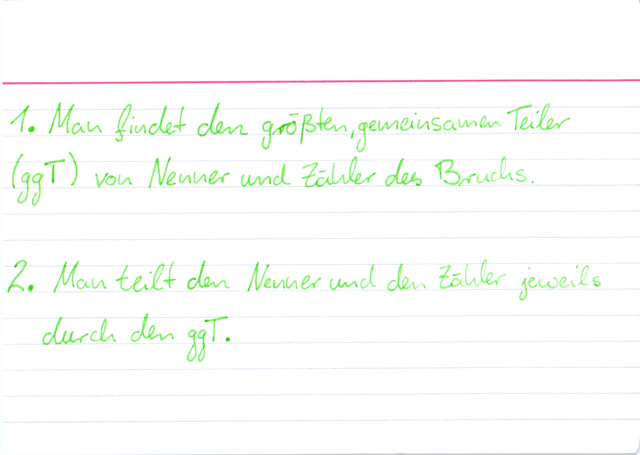 In welchen Schritten kürzt man einen Bruch?