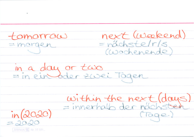 Nenne allgemeine Signalworte für beide Future Tenses!
