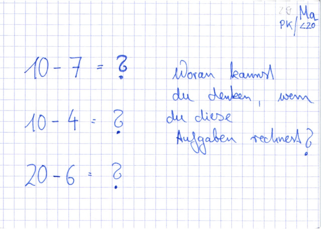 Subtrahieren mit Hilfe von Zehnerpaare