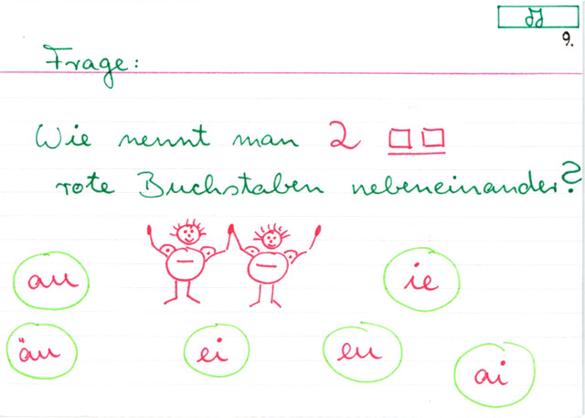 Zwei rote Buchstaben nebeneinander