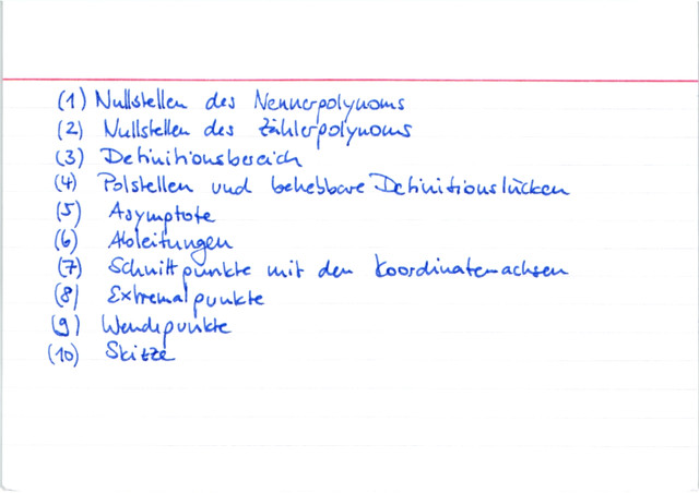 Übersicht Kurvendiskussion bei gebrochen-rationalen Funktionen